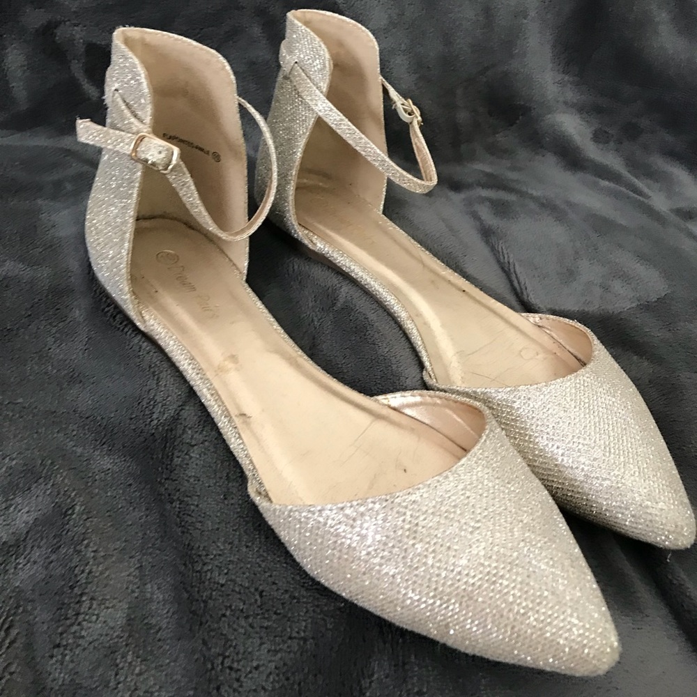 Gold strappy flats